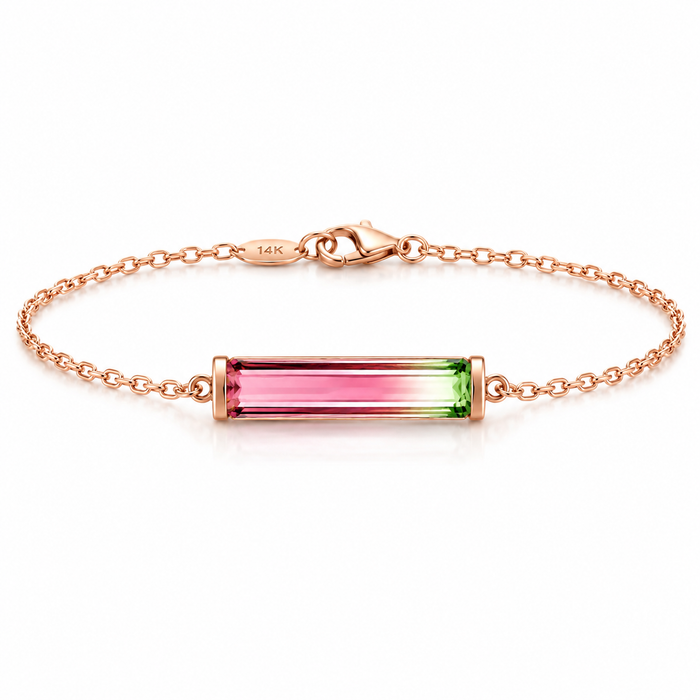 Watermelon tourmaline fancy baguette cut 1.73 carat loose gemstone - Buy loose or customise