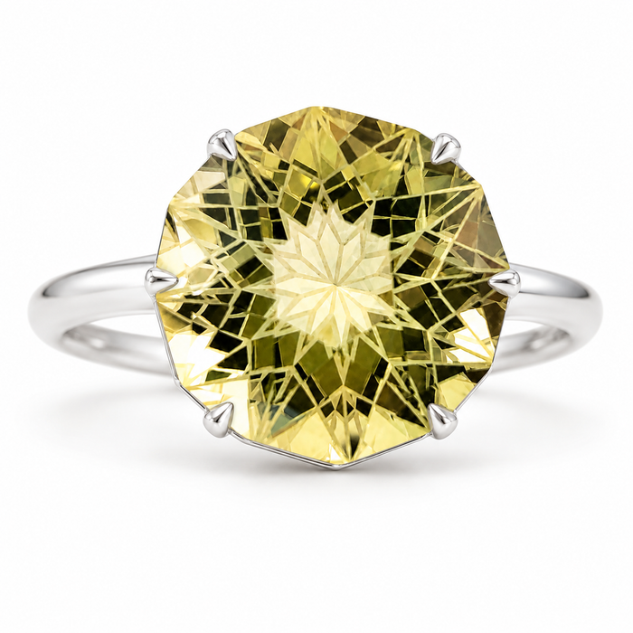 Citrine lemon quartz unique German laser geometric mixed cut 14.24 carat loose gemstone - Buy loose or customise