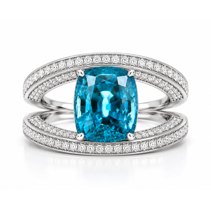 Blue Zircon rectangle cushion cut 4.92 carat gemstone - Buy loose or Make your own custom jewelry
