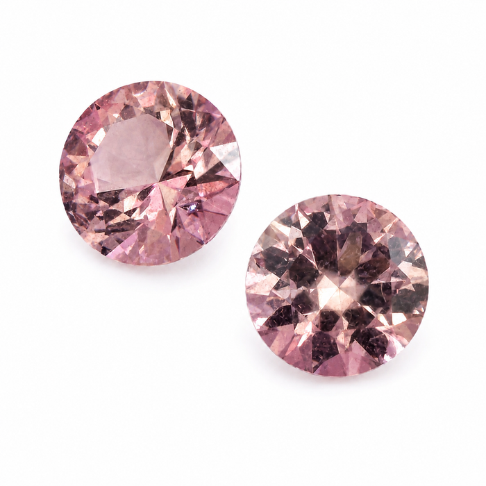 Pink tourmaline round cut matched pair 1.80 carats total - Buy loose or customise