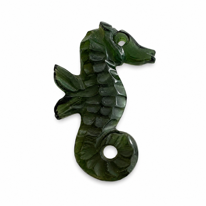 Dark green tourmaline carved seahorse 5.42 carat loose gemstone - Buy loose or customise