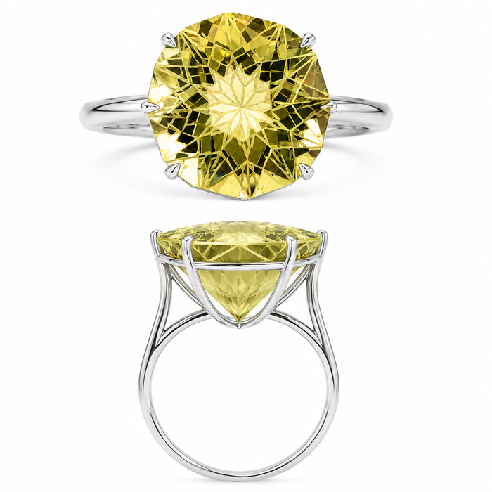 Citrine lemon quartz unique German laser geometric mixed cut 14.24 carat loose gemstone - Buy loose or customise