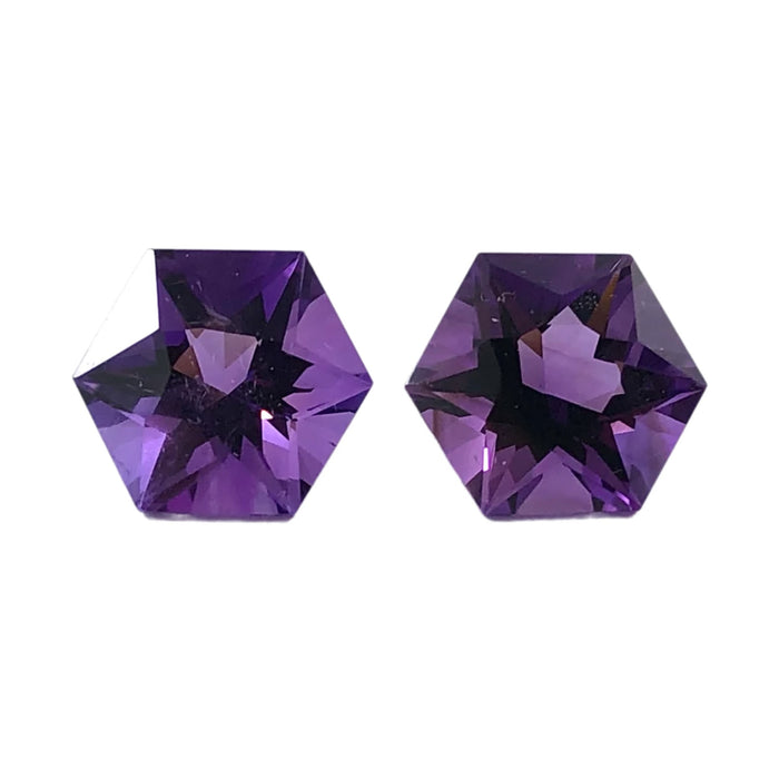 Amethyst pair hexagon cut 7.13 carat loose gemstone - Buy loose or make custom jewelry