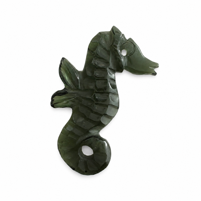 Dark green tourmaline carved seahorse 5.42 carat loose gemstone - Buy loose or customise