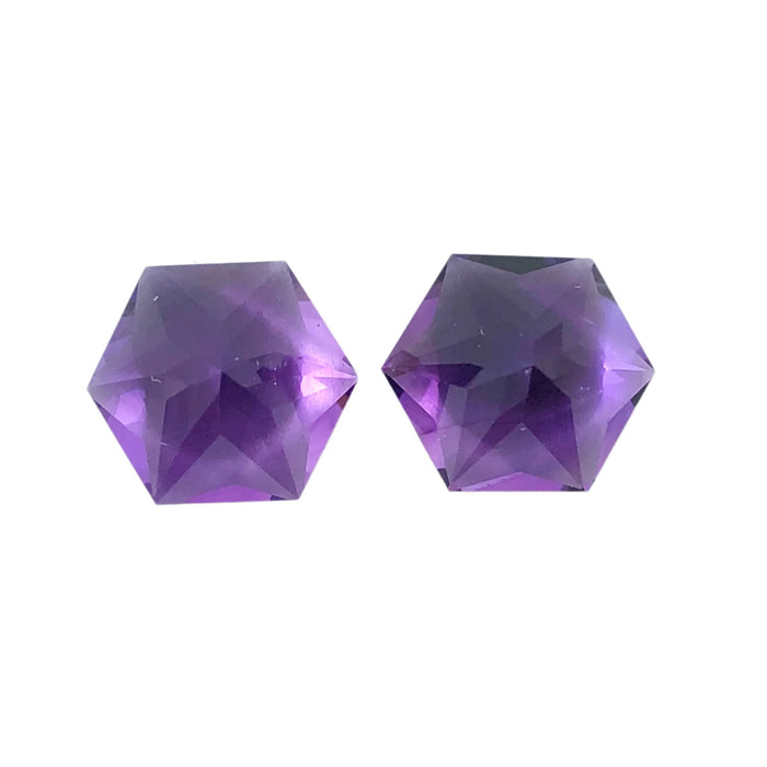Amethyst pair hexagon cut 7.13 carat loose gemstone - Buy loose or make custom jewelry