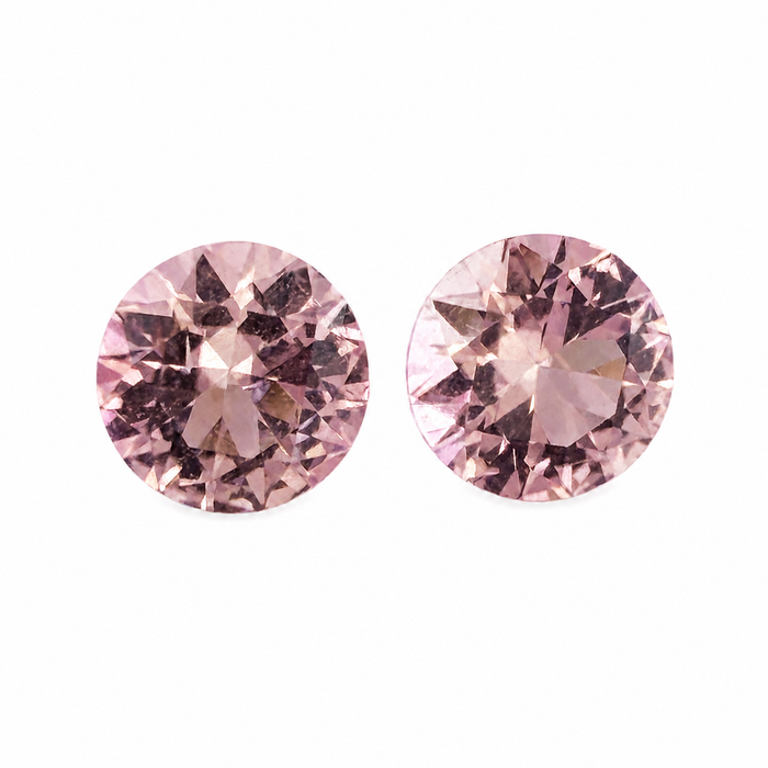 Pink tourmaline round cut matched pair 1.80 carats total - Buy loose or customise