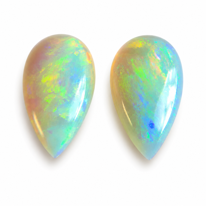 Australian white opal matched pair 2.18 carat total loose gemstone - Buy loose or customise
