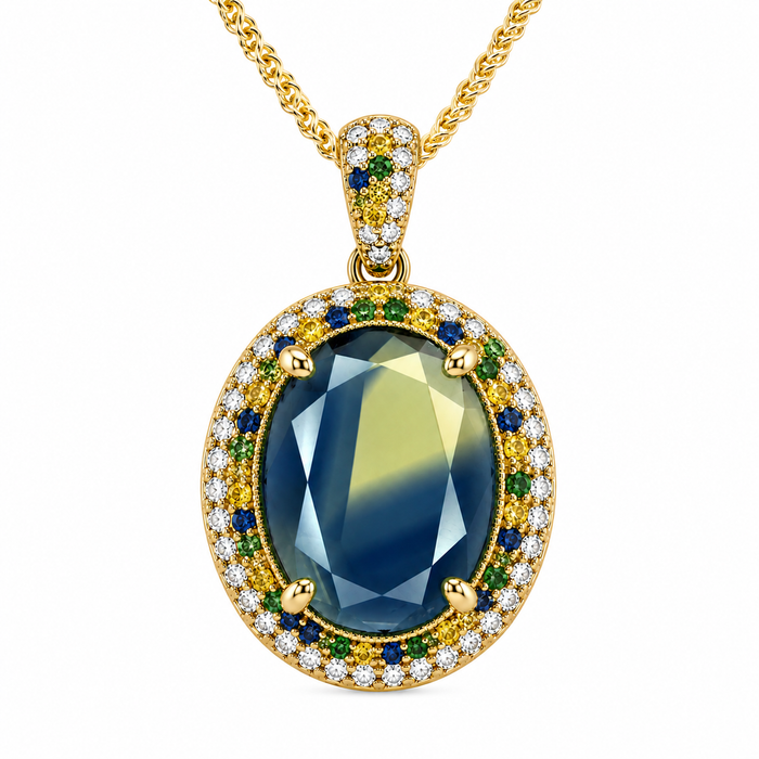 Australian Parti sapphire with colour split growth pattern 1.55ct oval Portrait cut loose gemstone - Buy loose or customise