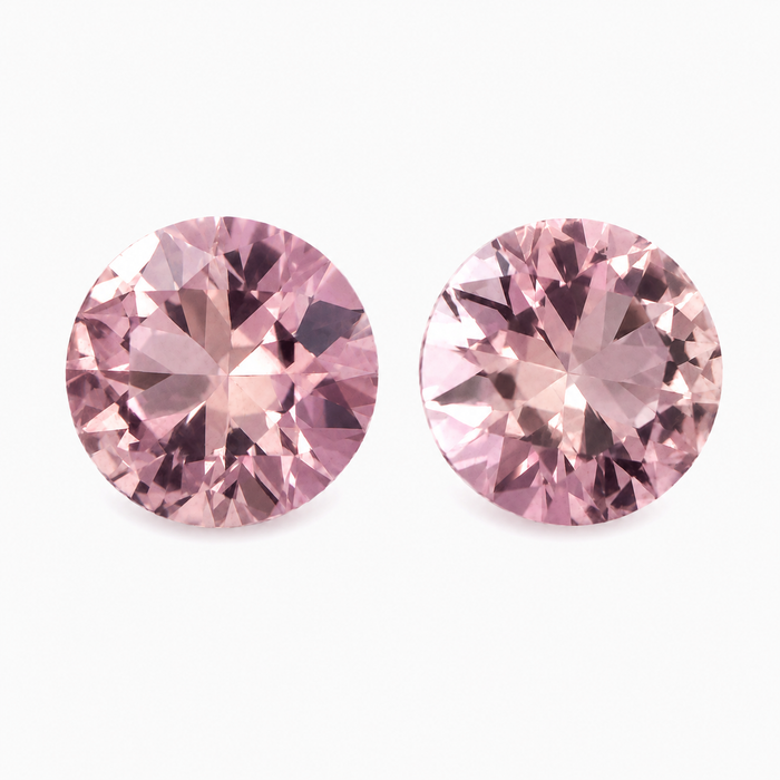 Pink tourmaline round cut matched pair 1.80 carats total - Buy loose or customise
