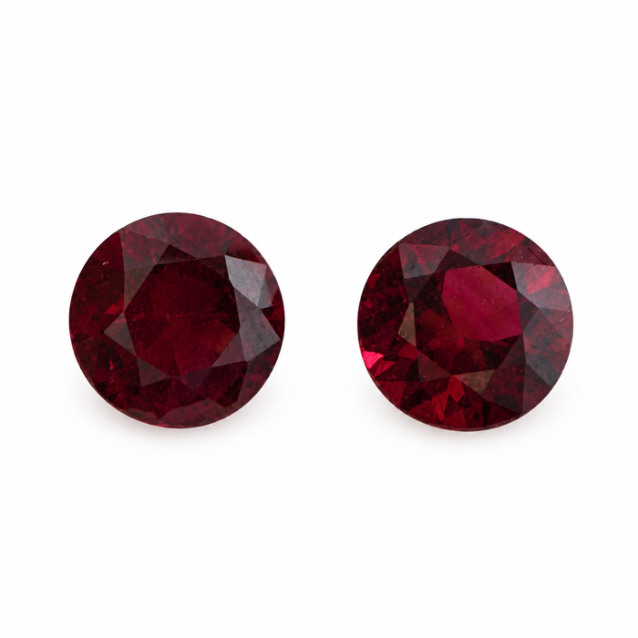 Blood red Spinel round cut matched pair 0.72 carats total - Buy loose or customise