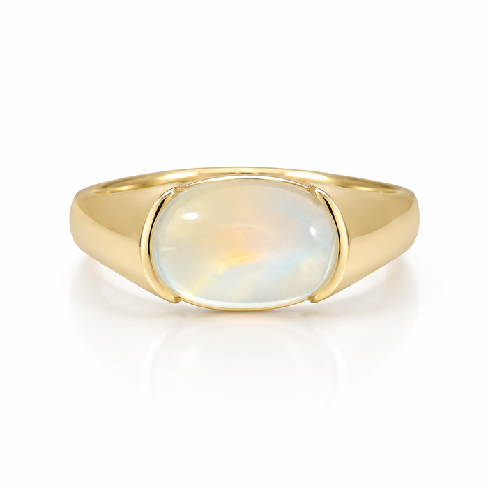 Rainbow moonstone 4.44 carat rectangle cushion cut sugarloaf cabochon loose gemstone