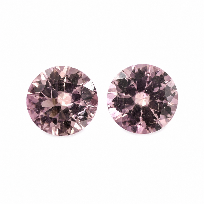 Pink tourmaline round cut matched pair 1.80 carats total - Buy loose or customise