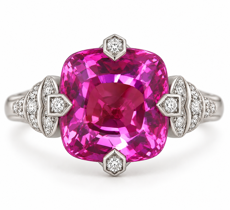 Pink Tourmaline Rubellite square cushion cut 3.65 carats loose gemstone - Make a custom order