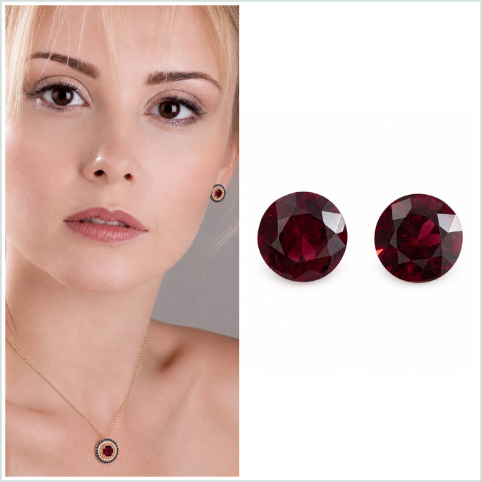 Blood red Spinel round cut matched pair 0.72 carats total - Buy loose or customise
