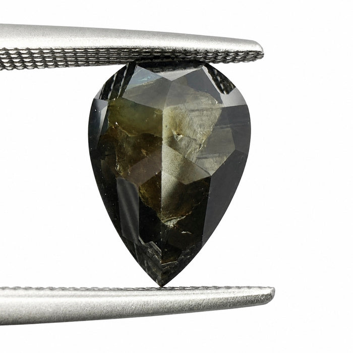 Australian black sapphire with growth pattern 3.23ct pear cut loose gemstone - Buy loose or customise