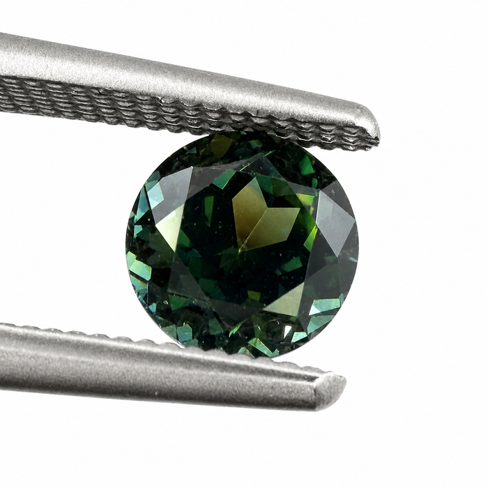 Australian Dark Teal sapphire 0.83 round brilliant cut loose gemstone - Buy loose or customise