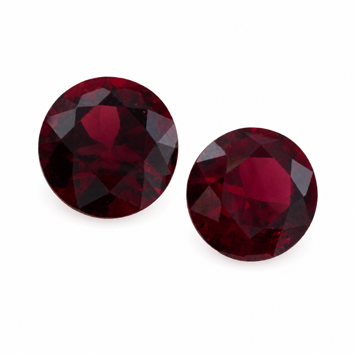 Blood red Spinel round cut matched pair 0.72 carats total - Buy loose or customise