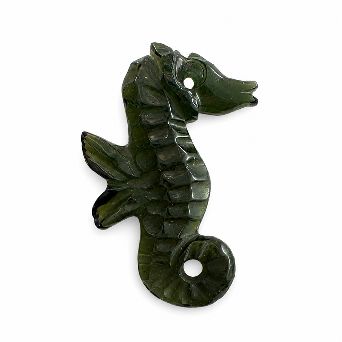 Dark green tourmaline carved seahorse 5.42 carat loose gemstone - Buy loose or customise