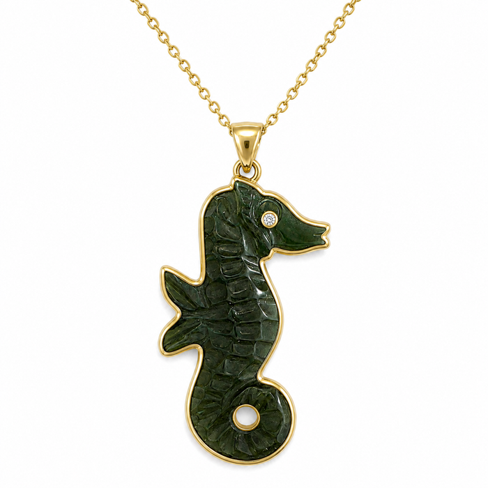 Dark green tourmaline carved seahorse 5.42 carat loose gemstone - Buy loose or customise