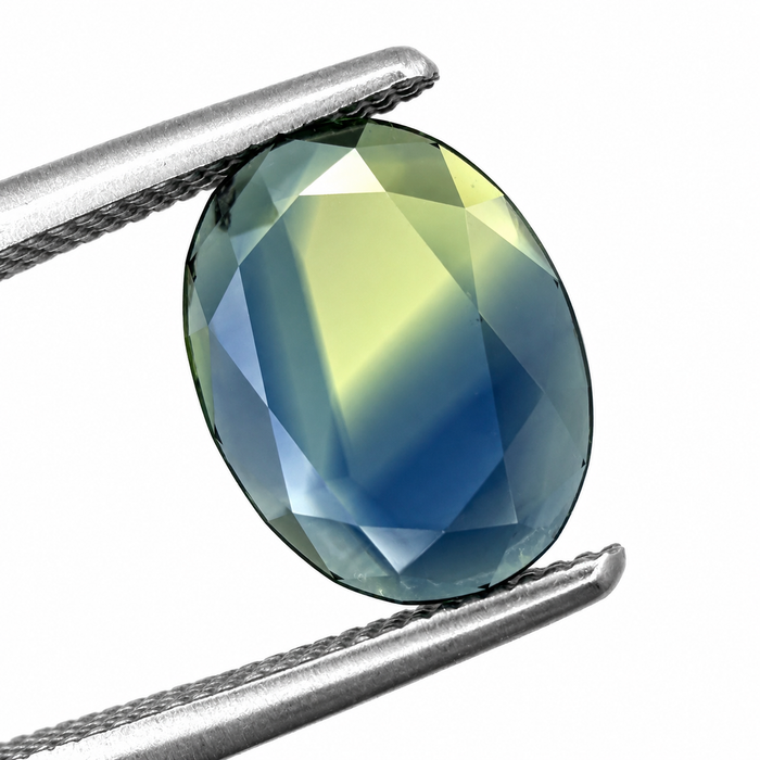 Australian Parti sapphire with colour split growth pattern 1.55ct oval Portrait cut loose gemstone - Buy loose or customise