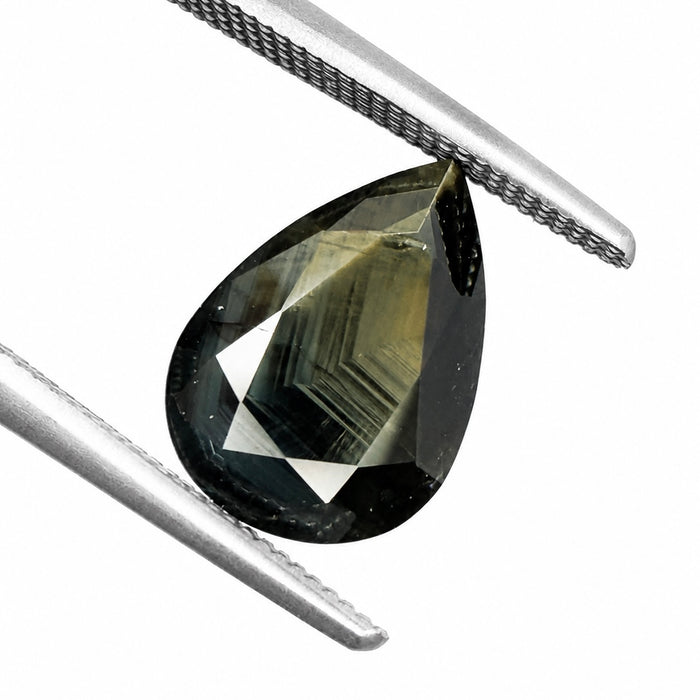 Australian black sapphire with growth pattern 3.23ct pear cut loose gemstone - Buy loose or customise