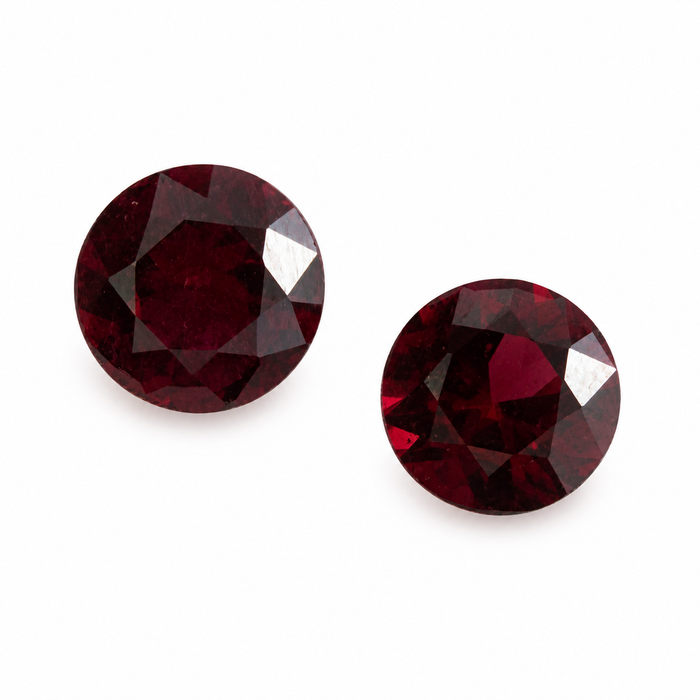 Blood red Spinel round cut matched pair 0.72 carats total - Buy loose or customise