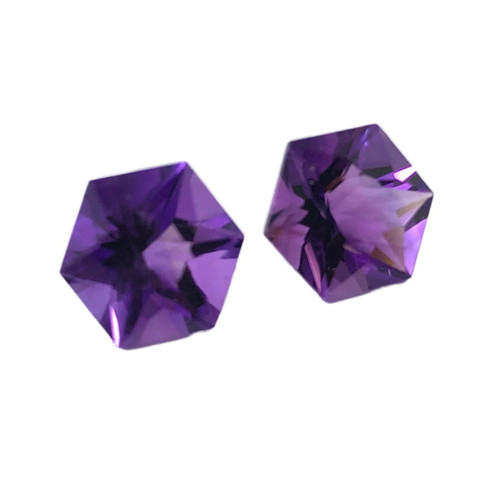 Amethyst pair hexagon cut 7.13 carat loose gemstone - Buy loose or make custom jewelry