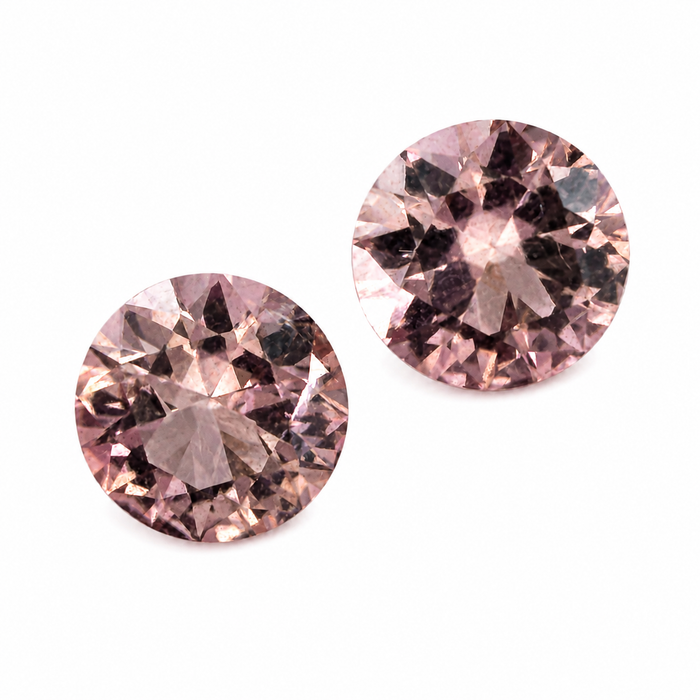 Pink tourmaline round cut matched pair 1.80 carats total - Buy loose or customise