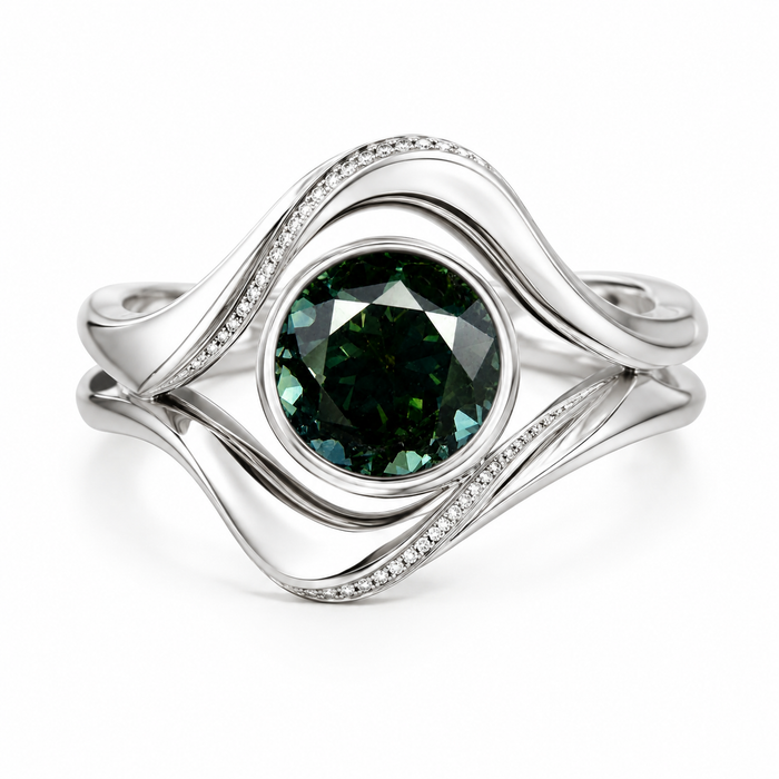 Australian Dark Teal sapphire 0.83 round brilliant cut loose gemstone - Buy loose or customise