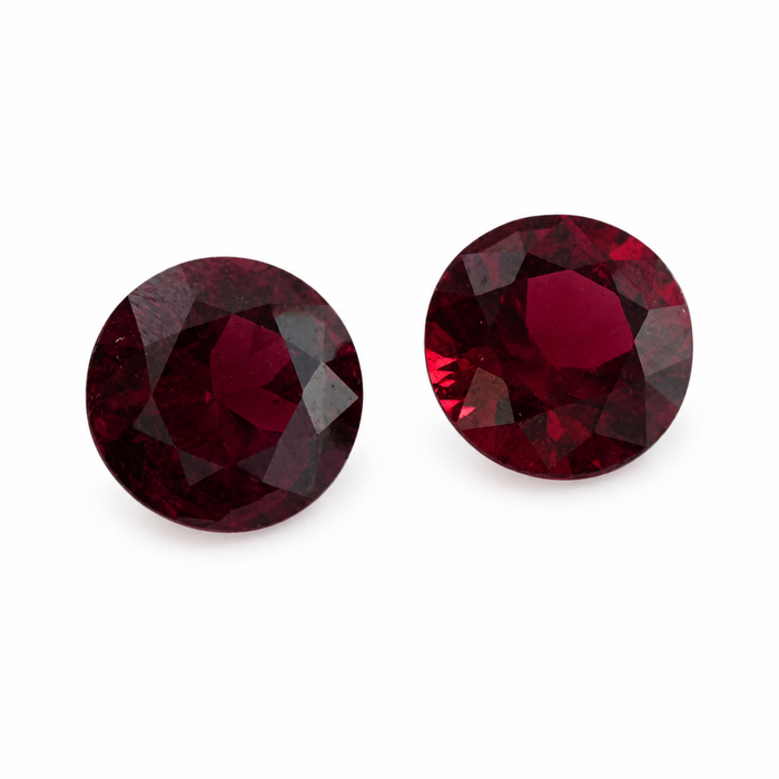 Blood red Spinel round cut matched pair 0.72 carats total - Buy loose or customise