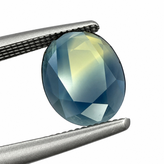 Australian Parti sapphire with colour split growth pattern 1.55ct oval Portrait cut loose gemstone - Buy loose or customise