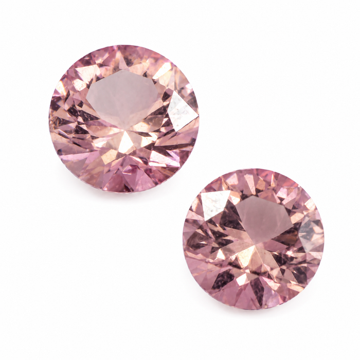 Pink tourmaline round cut matched pair 1.80 carats total - Buy loose or customise