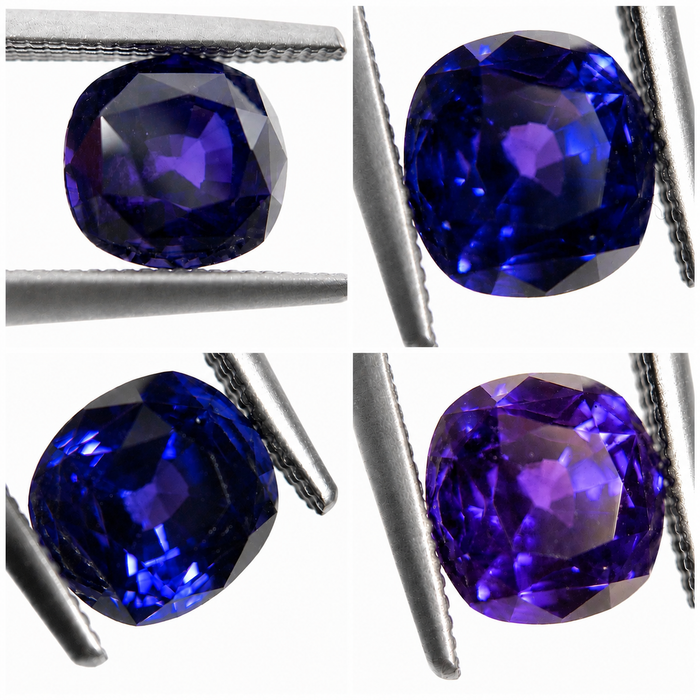 Blue Purple color change Sapphire 2.00 carat 6.63x6.24x5.17mm square cushion cut