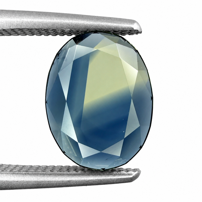 Australian Parti sapphire with colour split growth pattern 1.55ct oval Portrait cut loose gemstone - Buy loose or customise