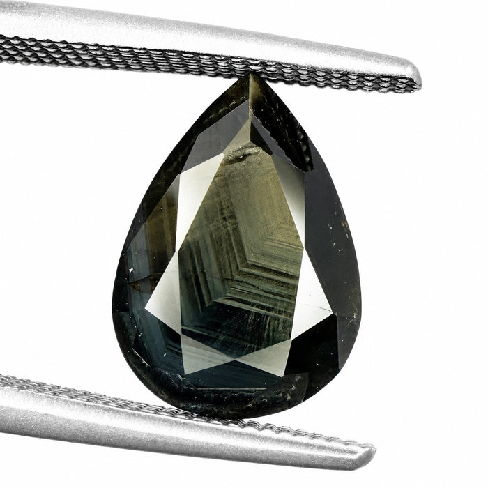 Australian black sapphire with growth pattern 3.23ct pear cut loose gemstone - Buy loose or customise