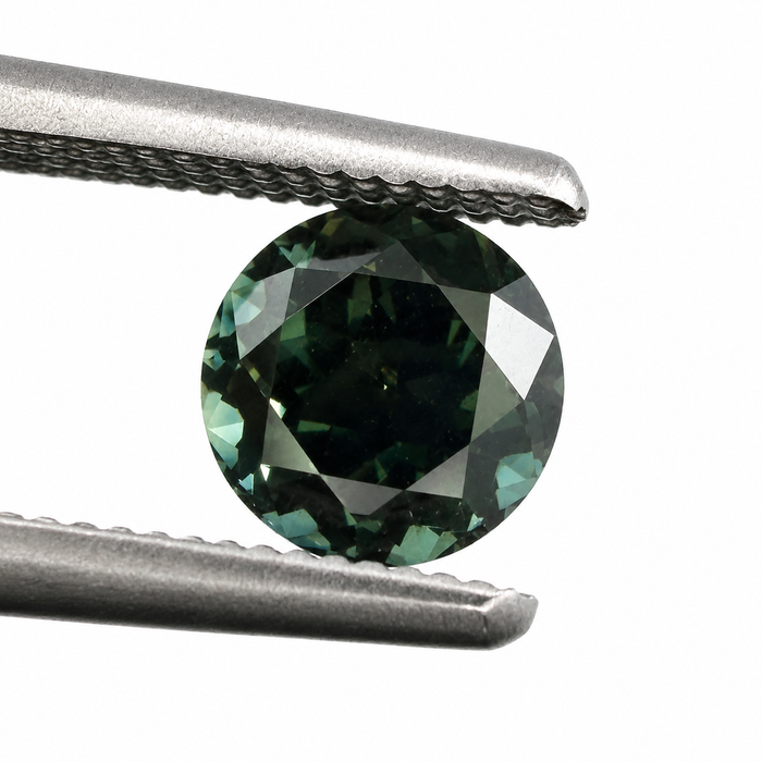 Australian Dark Teal sapphire 0.83 round brilliant cut loose gemstone - Buy loose or customise