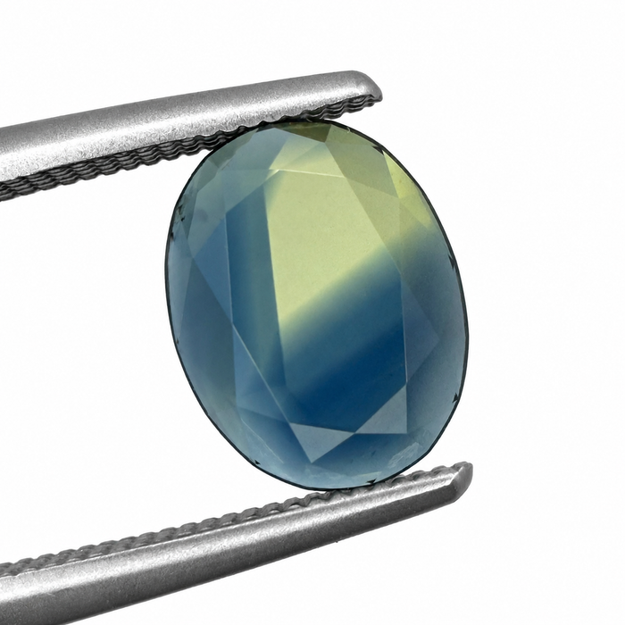 Australian Parti sapphire with colour split growth pattern 1.55ct oval Portrait cut loose gemstone - Buy loose or customise
