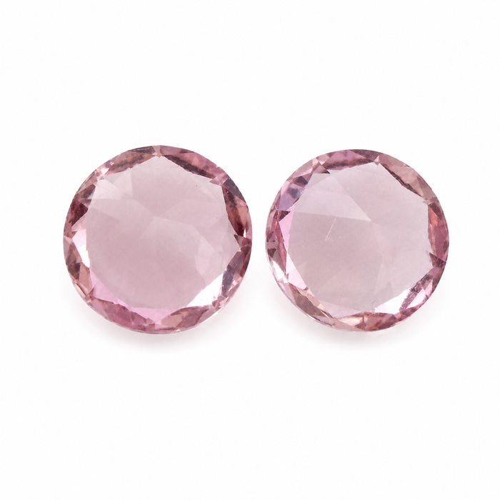 Pink tourmaline round cut matched pair 1.80 carats total - Buy loose or customise