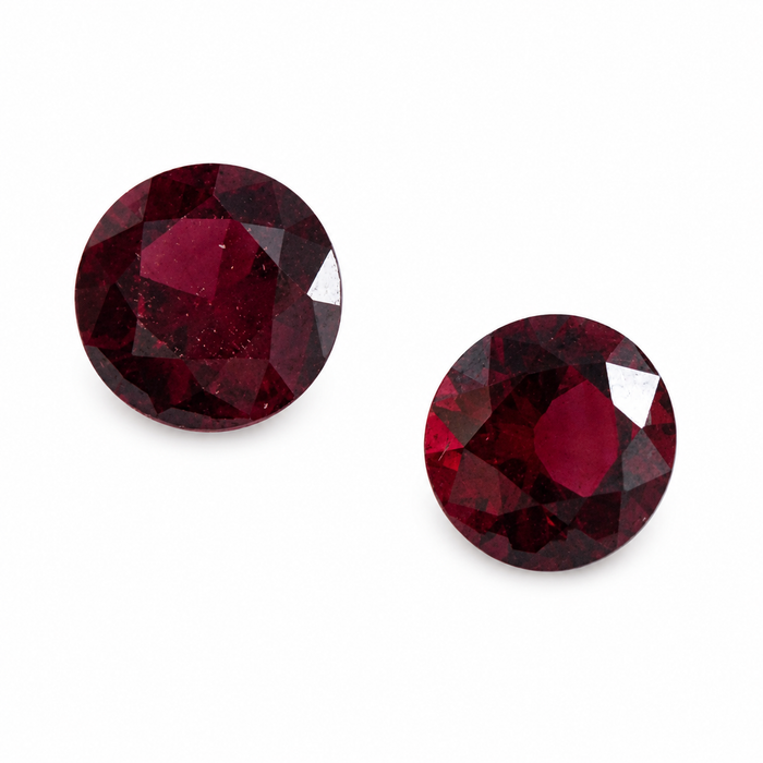 Blood red Spinel round cut matched pair 0.72 carats total - Buy loose or customise