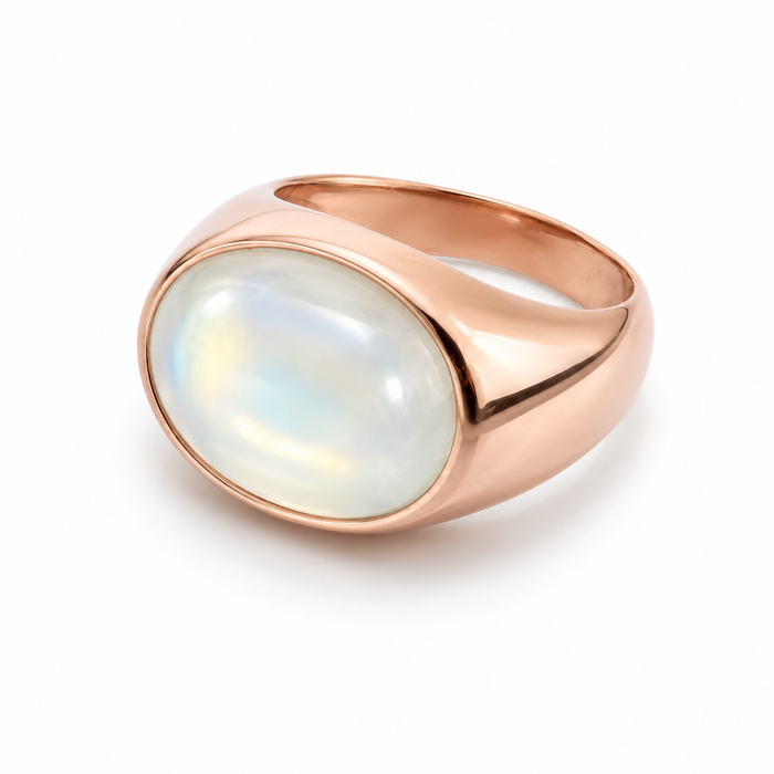 Rainbow moonstone 5.21 carat elongated oval cut sugarloaf cabochon loose gemstone
