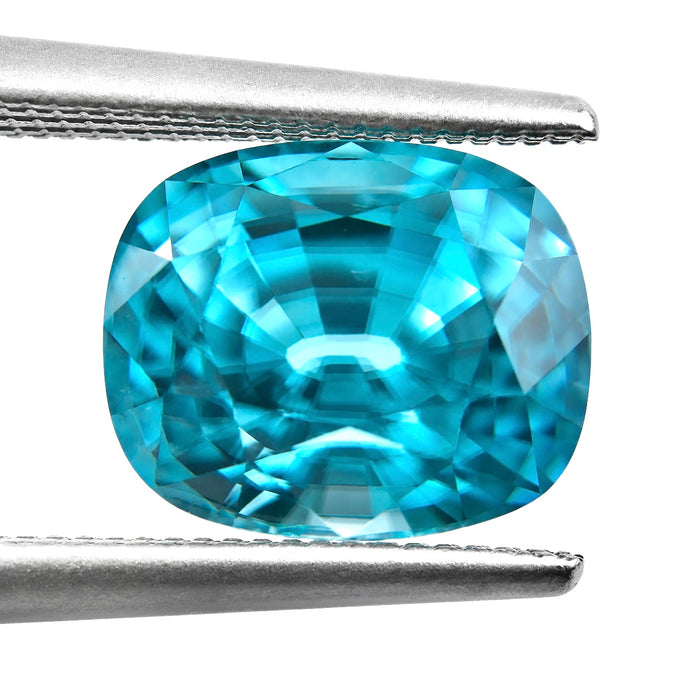 Blue Zircon rectangle cushion cut 4.92 carat gemstone - Buy loose or Make your own custom jewelry