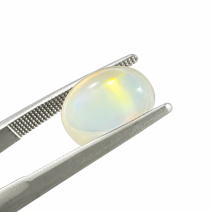 Rainbow moonstone 5.21 carat elongated oval cut sugarloaf cabochon loose gemstone