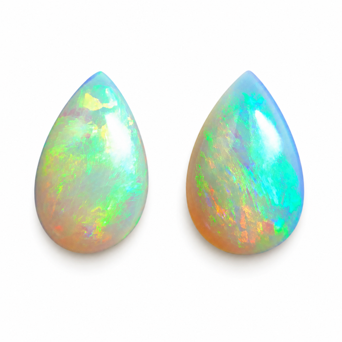 Australian white opal matched pair 2.18 carat total loose gemstone - Buy loose or customise