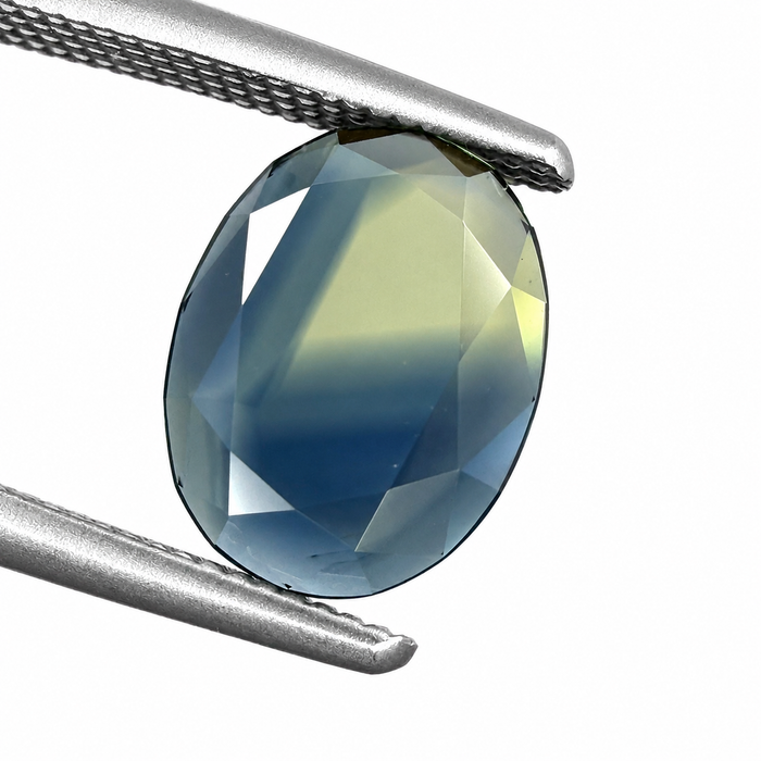 Australian Parti sapphire with colour split growth pattern 1.55ct oval Portrait cut loose gemstone - Buy loose or customise