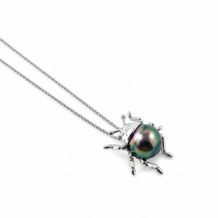 Beetle bug insect choose your Tahitian pearl and 14k gold colour pendant necklace
