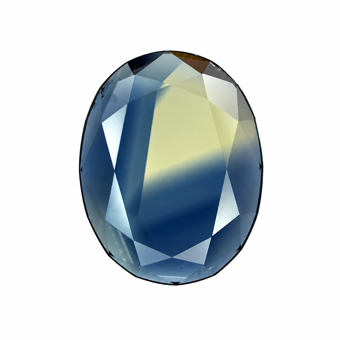 Australian Parti sapphire with colour split growth pattern 1.55ct oval Portrait cut loose gemstone - Buy loose or customise