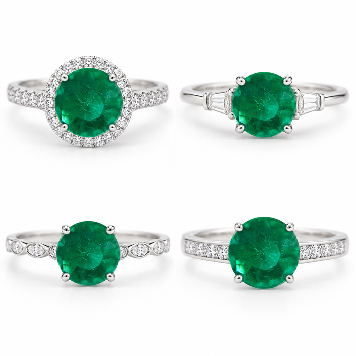 Emerald round brilliant cut 0.48 carat loose gemstone - Make a custom order