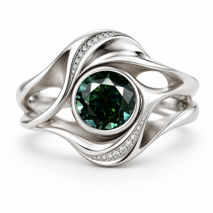 Australian Dark Teal sapphire 0.83 round brilliant cut loose gemstone - Buy loose or customise