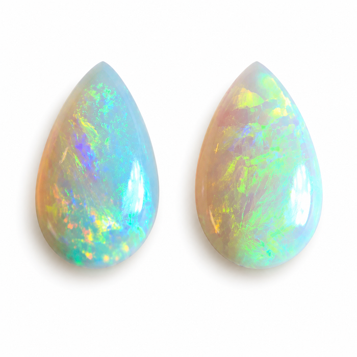 Australian white opal matched pair 2.18 carat total loose gemstone - Buy loose or customise