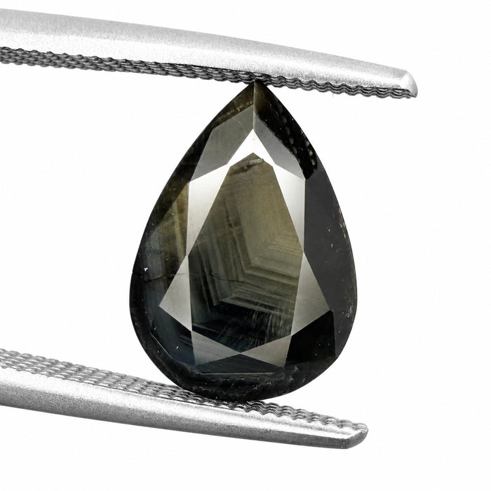 Australian black sapphire with growth pattern 3.23ct pear cut loose gemstone - Buy loose or customise